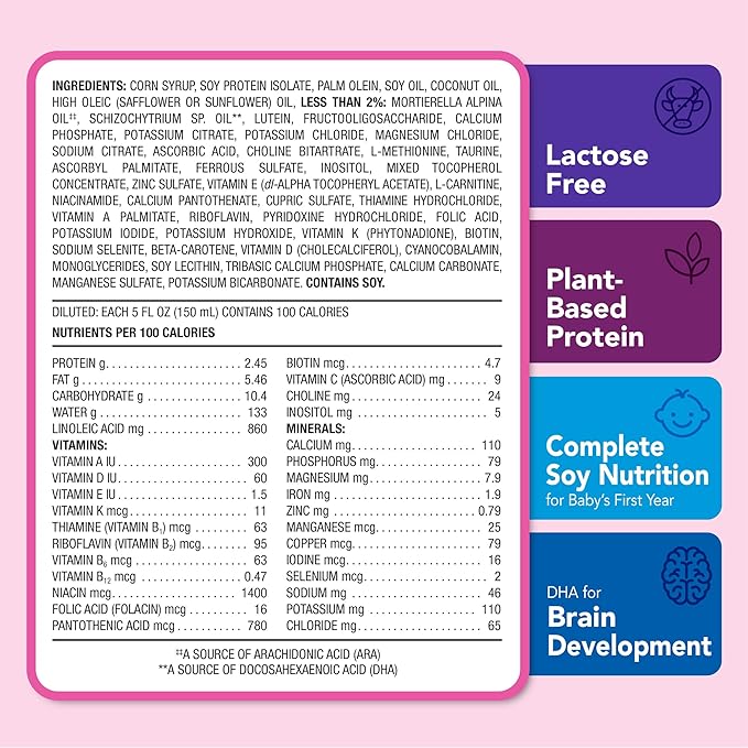 Amazon Brand - Mama Bear Soy Based Powder Infant Formula with Iron, for Fussiness & Gas, Lactose-Free, 22 ounce (Pack of 1)