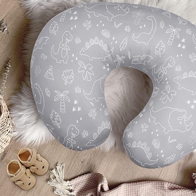 DILIMI Nursing Pillow Cover for Baby Boy and Girl, Ultra Soft Comfortable Stretchy Removable Slipcover for Newborn Breastfeeding Pillows, Dinosaur
