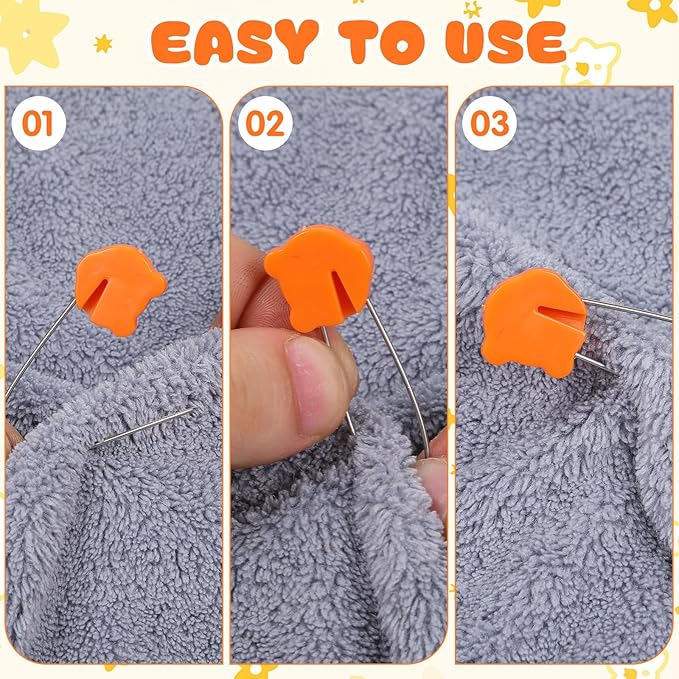 10pcs Animal Safety Pins Stainless Steel Diaper Pins with Plastic Head Newborn Locking Safety Pin with Lock Buckle for Shower Party Favor (Random Color)