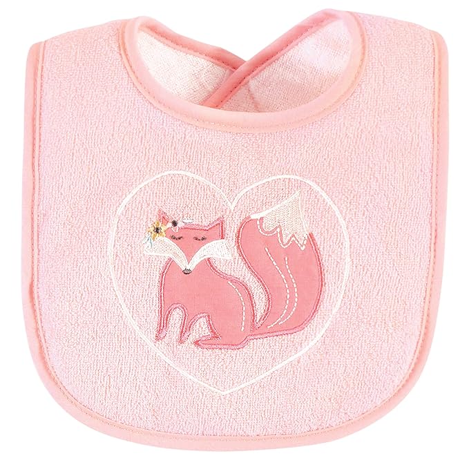 Hudson Baby Unisex Baby Cotton Terry Drooler Bibs with Fiber Filling, Girl Woodland, One Size