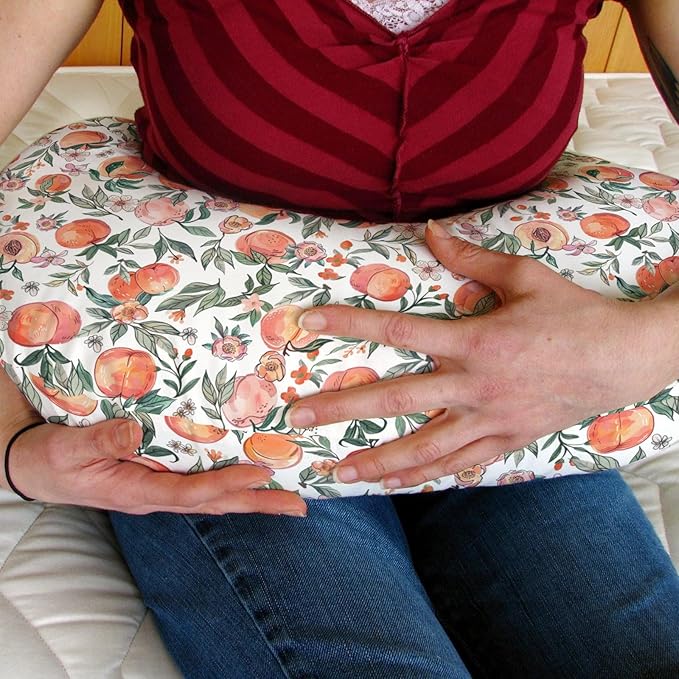 Vintage Peaches Baby Nursing Pillow Covers for Boy Girl Retro Peach Flowers Leaves Nursery Slipcovers for Breastfeeding Pillows Sweet Spring Summer Fruit Soft Stretchy Covers for Newborn Infant