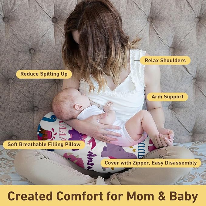 Dyoart Baby Nursing Pillow Cover,Personalized Name Soft Nursing Covers,Breastfeeding Pillow Slipcover for Bottle Feeding,Gifts for Toddler Infant,Dinosaur(one Size)