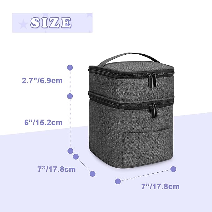 Teamoy Double Layer Breastmilk Cooler Bag, Fit for 4 Baby Bottles Up to 5 Ounce Bottle Bag, Breastmilk Cooler Tote Bag for Nursing Mom, Black(Bag Only)