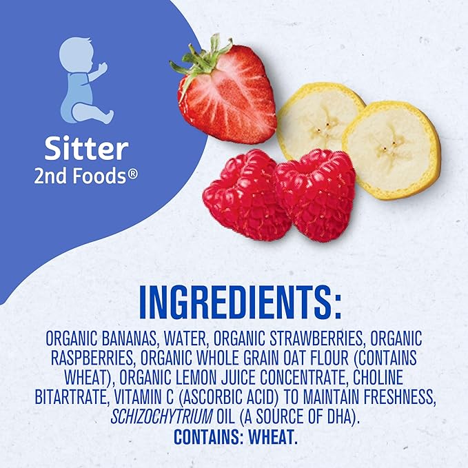 Gerber Organic 2nd Foods, Bananas, Red Berries & Granola Pureed Baby Food, 3.5 Ounce Pouch, 12 count