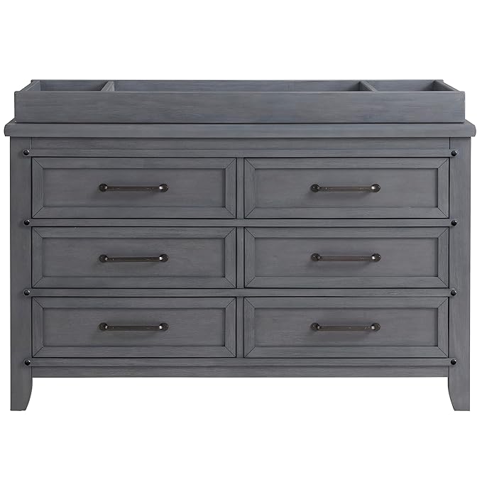 Soho Baby 49065570 Ellison Premium Changing Topper for 6-Drawer Dresser, Wire Brush Ash Gray Finish
