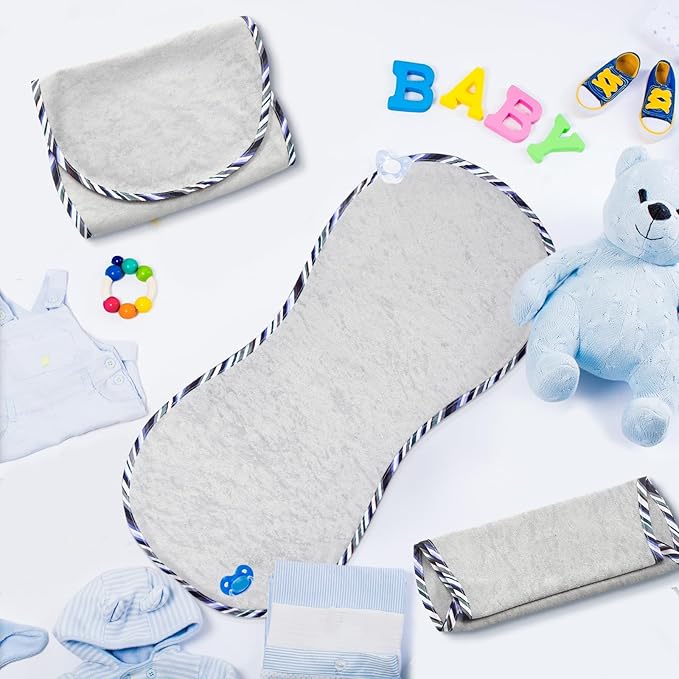 Timgle 6 Pcs 13 x 29 Inch Peanut Shape Changing Pad Liner Peanut Changing Pad Liner Portable Soft Washable Reusable Waterproof Diaper Mats Easy to Clean(Gray)