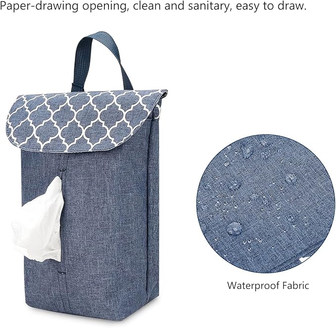 MOMIGO Wet Dry Bags for Baby Wipes Diapers - Reusable, Washable for Stroller, Diapers, Toiletries with Wipes and Diapers Drawing Opening (Blue)