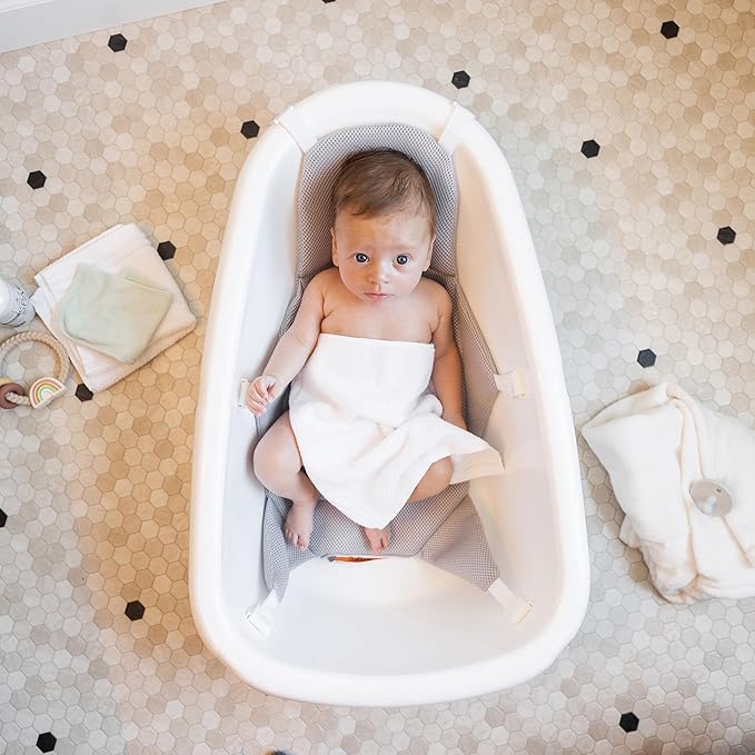 Regalo Baby Basics 3-in-1 Grow with Me Baby Bathtub with Foam Padded Air Mesh Sling, Adjustable Infant Bath Tub for Newborn to Toddler, Baby Bath Seat Support, Easy Clean with Drying Hook