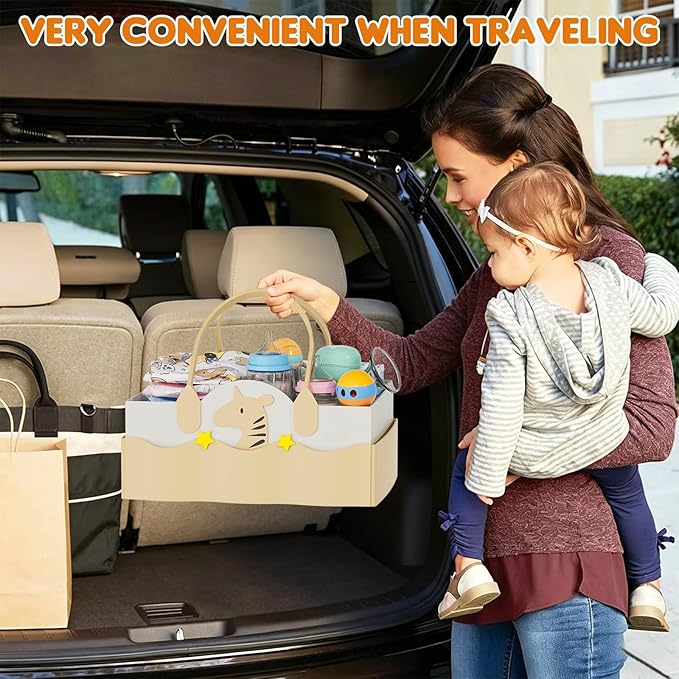 Diaper Cart Rolling Storage, 3-Tier Nursery Organizer with Removable Diaper Caddy, Mobile Metal Caddy for Baby Wipes & Toys, Small Utility Cart for Tight Spaces