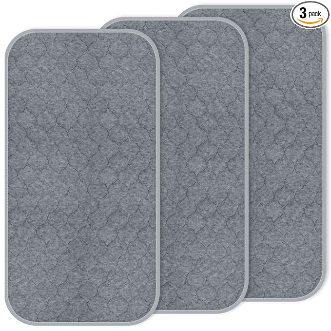 Baby Thicker Diaper Changing Quilted Pad Liner, Non-Slip 3 Pack Heavy Absorbency Reusable Incontinence Pads for Kids Changer Washable Underpads(FDYQ)