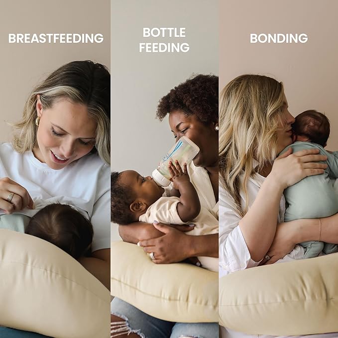 snuggle me Organic Nursing Pillow (New 2025 Design) | Bottle & Breastfeeding Pillow with Organic Cotton Cover & Fiberfill, Machine Washable Feeding Pillow, Newborn Essentials Must Haves (Honey) - v2