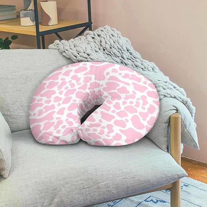 Pink Cow Nursing Pillow Cover for Bottle Feeding, Removable Breathable Nursing Pillow Case for Baby Boy Girl, Durable Breastfeeding Pillow Cover