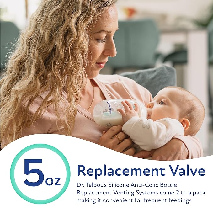 Dr. Talbot's Silicone Anti-Colic Bottle Replacement Valves - 5 oz Anti Colic Baby Bottle - Feeding Supplies for Newborn - (2-Pack) Replacement Venting System
