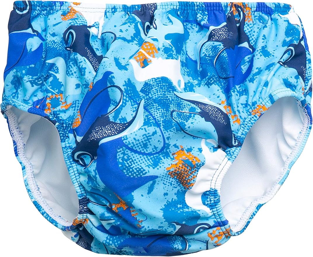 SunBusters Boy's Reusable Swim Diaper 2 Pack, Ocean Manta Ray, 3T