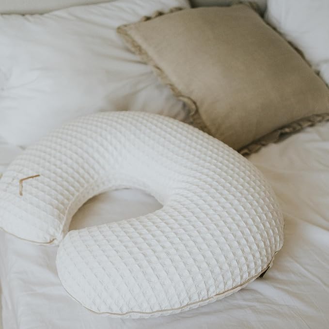 Organic Cover for Nursing Pillow • Premium Quality 100% Cotton Oeko-Tex Standard • Case for Breastfeeding and Bottle Feeding Pillow • Soft and Breathable • Only Cover (Cream Waffle)