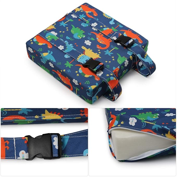 Zicac Portable High Chair Increasing Seat Cushion for Travel Dining Seat Pad for Toddler Kids Baby Infant Washable Thick Chair Seat Pads (Dark Blue)