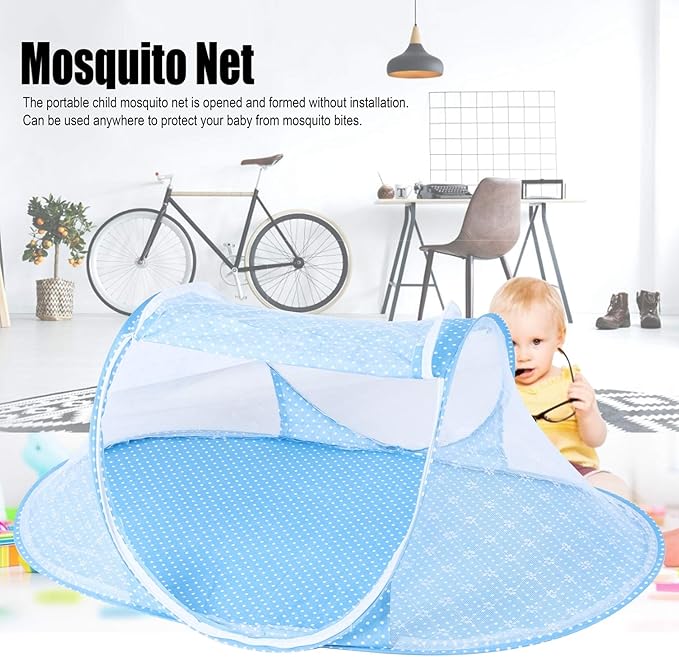 Portable Baby Mosquito Net, Folding Travel Crib Tent With Zipper Closure - Instant Pop Up Bed With Breathable Pad