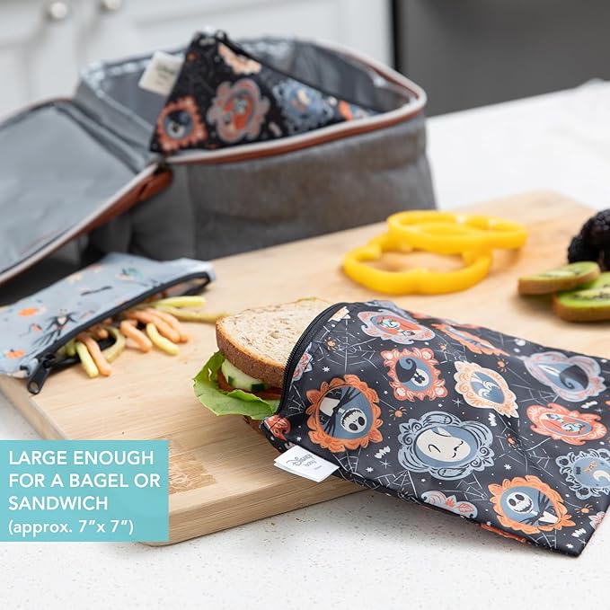 Bumkins Disney Sleeved Bib and 2-pack Snack Bags, Nightmare Before Christmas