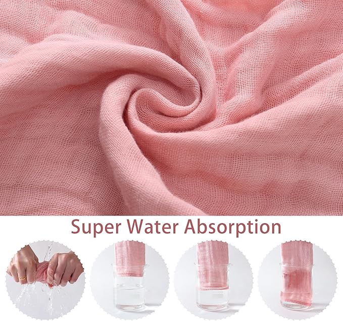 Muslin Burp Cloths 5 Pack Large 20x12 inches Baby Burping Cloths, 6-Layer 100% Cotton for Newborn Boys Girls, Ultra Soft & Absorbent (White & Pink)