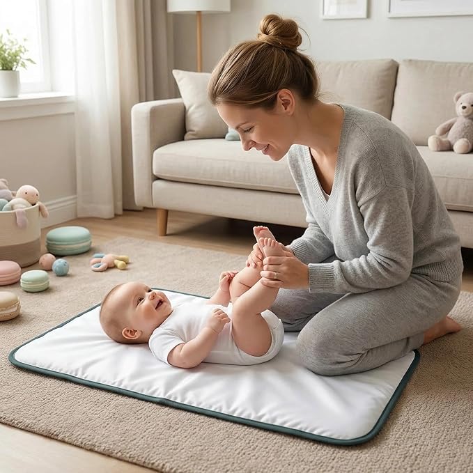 Portable Diaper Changing Pad for Baby - Waterproof Compact Changing Mat with Wrist Strap - Wipeable Travel Changing Pad for Diaper Bag - Gifts for Baby Shower by PHOEBUS BABY(Woods)