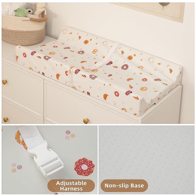 Baby Changing Pad Diaper Changing Pads for Babies Non-Slip Wipeable Changing Mat for Dresser and Table PU Cover with Cute Animal Patterns
