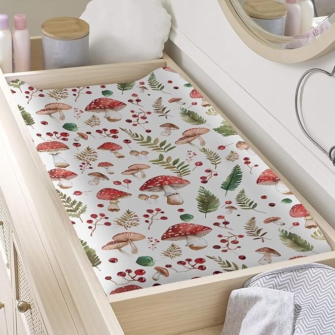 Mushrooms Baby Changing Pad Cover Leaf Diaper Changing Table Covers Toddler Changing Table Sheets Baby Changing Pads Mat Newborn Infant