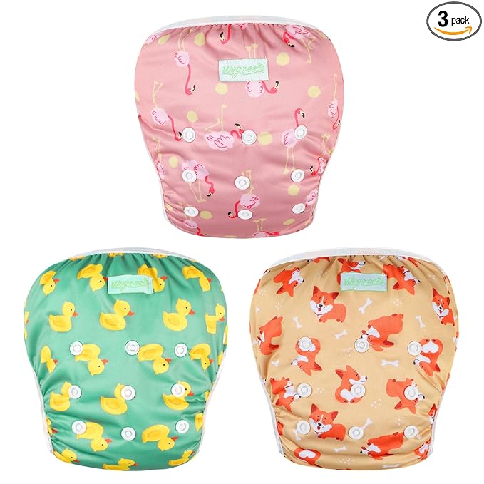 wegreeco Baby & Toddler Snap One Size Adjustable Reusable Baby Swim Diaper (Yellow Ducks, Small, 3 Pack)