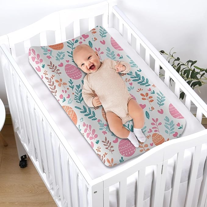 Easter Egg Soft Changing Pad Cover Comfy Infant Newborn Changing Table Covers Diaper Table Change Mat Sheet Cover for Baby Boy Girls