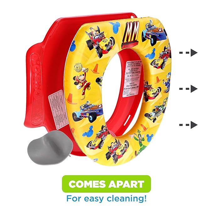 Disney Mickey Mouse "Track Adventures" Soft Potty Seat and Potty Training Seat - Soft Cushion, Baby Potty Training, Safe, Easy to Clean