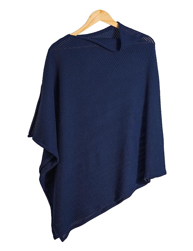 Navy Blue Nursing Cover for Breastfeeding, Soft Breathable Privacy Poncho, Portable Breast Feeding Covers for Women