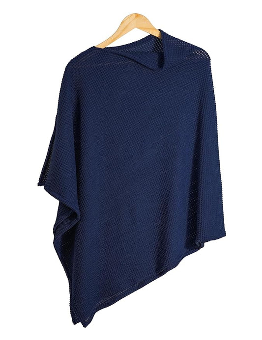 Navy Blue Nursing Cover for Breastfeeding, Soft Breathable Privacy Poncho, Portable Breast Feeding Covers for Women