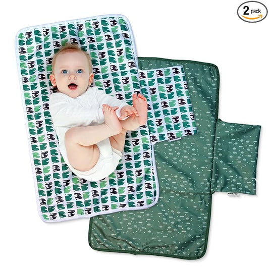 Mama Koala Waterproof Cloth Diaper Changing Pad - Waterproof Reusable Absorbent Mat for Cloth Diapers, Baby Crib, Travel, Daycare, 2 Pack 27.5 * 15.7 Inches