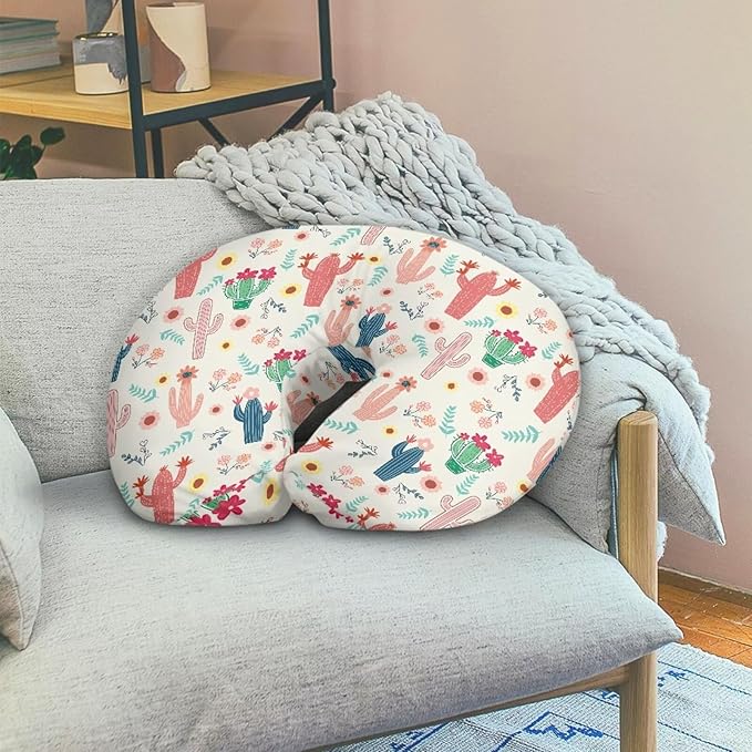 Forchrinse Cactus Baby Nursing Pillow Cover Removable Breastfeeding Pillow Cover for Infant Cute Pattern Nursing Pillowcase Slipcovers Cushion Cover for Girls Boys