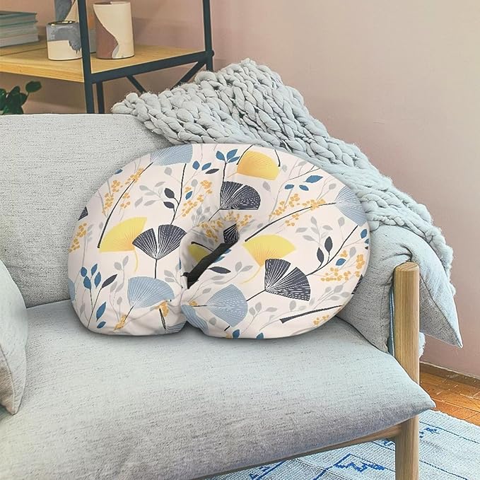 Modern Line Art Leaf Nursing Pillow Covers Soft Comfy Minimalist Breast Feeding Pillow Case Removable Infant Nursing Slipcovers, Machine Washable