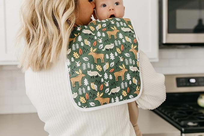 Copper Pearl Premium Baby Burp Cloths - 3-Pack Large Cotton Burp Cloths, Extra Soft Spit Up Rags with 3 Absorbent Layers, Perfect for Baby Boy and Baby Girl Gifts (21" x 10" Size, Atwood Set)