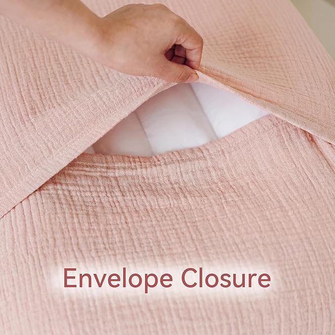 Muslin Baby Lounger Cover 1 Pack, Cotton Soft Breathable Infant Nest Slipcover, Envelope Closure, Compatible with Snuggle Me Loungers, Machine Washable, Cover Only, for Girls Boys(Pink)