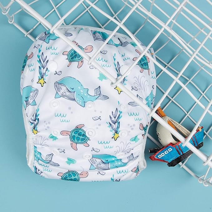Babygoal Baby Boy and Girl Swim Diapers, Reusable Adjustable Washable One Size Fits 0-8M Baby Gifts and Swimming Lessons 3 Pack 3SD07