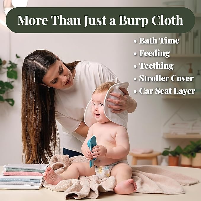GOTS Organic Cotton Burp Cloths Baby Boy & Girl – 3 Pack Organic Cotton Burp Cloth for Babies, Soft & Plush Long Stable Turkish Cotton for Newborn, Baby Essentials (Arctic Snow Collection)