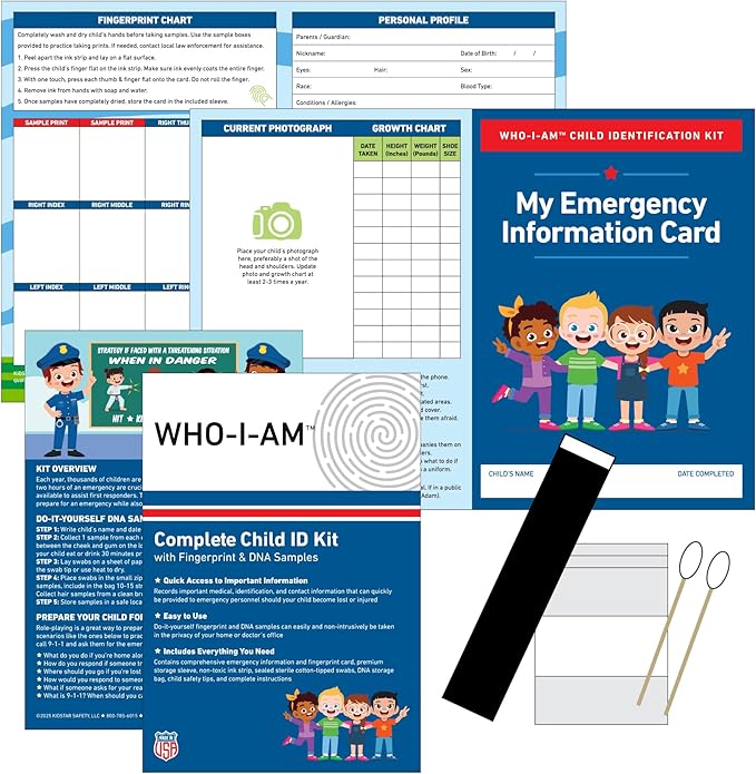 Who-I-Am Child ID Kits with Fingerprint & DNA Samples (5 Pack)