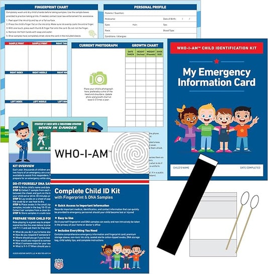 Who-I-Am Child ID Kits with Fingerprint & DNA Samples (5 Pack)