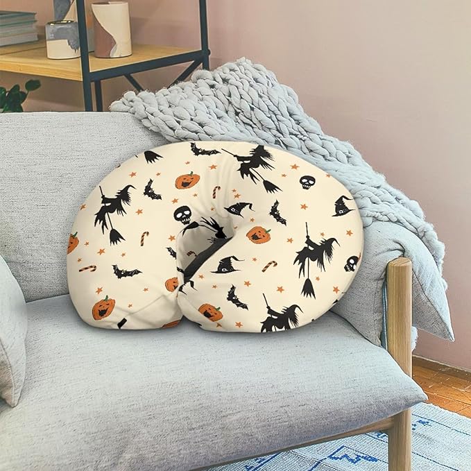 Nursing Pillow Cover Halloween Decorations Witch Pumpkin Nursing Covers for Breastfeeding Pillows, Ultra Soft Comfortable Stretchy Slipcover for Boy and Girl