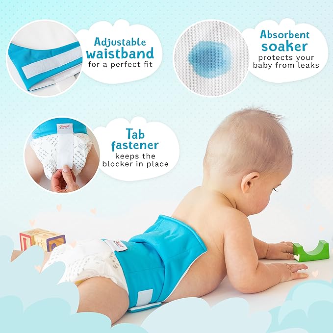 Diaper Extender - White, Waist Size 13-18 Inches | Washable & Reusable Diaper Extension for Disposable Diapers and Cloth Diapers | Leakproof Diaper Cover to Catch Diaper Blowout
