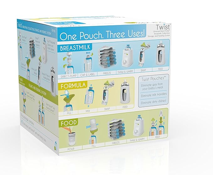 Kiinde Twist Pouch Direct-Pump Direct-Feed Twist Cap Breast Milk Storage Bag for Pumping, Freezing, Heating and Feeding, Pre-Sterilized, Breast Feeding Essentials, 8 Ounce, Pack of 40