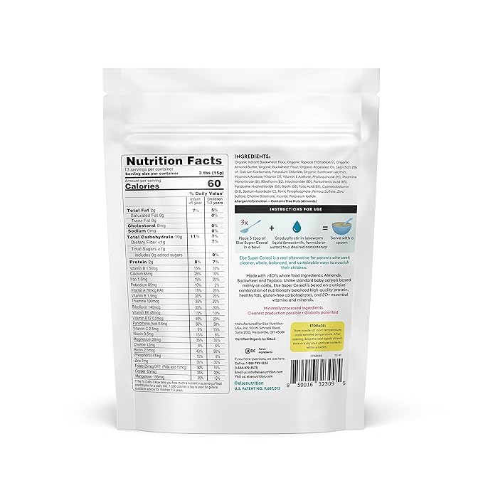 Else Nutrition Super Cereal For Babies 6 mo+, Made With Real Whole Plants for a Nutritionally Balanced meal, with gluten free carbs and plant protein (Variety, 3 Pack)