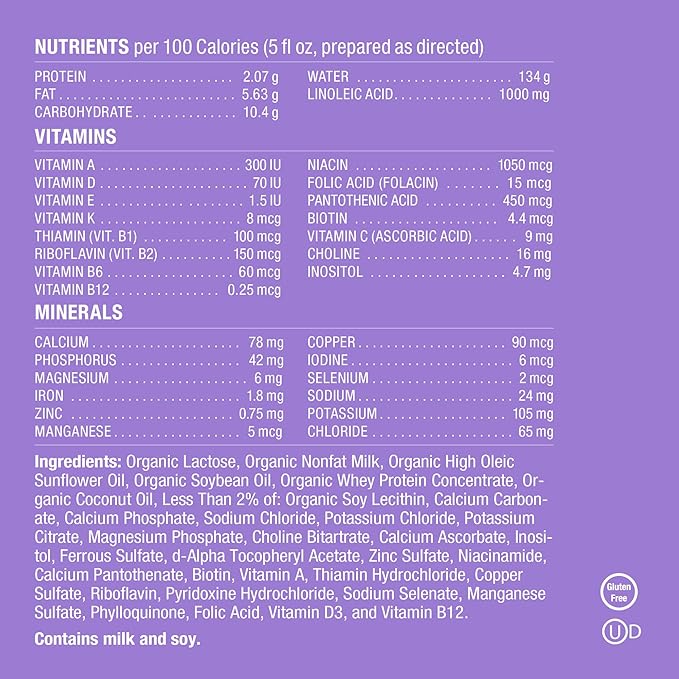 Baby's Only A2 Organic Milk Infant Formula, A2 Milk Based Powder, Organic Baby Formula with A2 Beta-Casein Protein, Iron, Vitamin E, Vitamin D, Easy to Digest, Newborn to 12 Months Old, 21 oz, 6 Pack