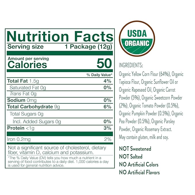 Little Bellies Organic Veggie Tubes Toddler Snack (Pack of 14 x 0.42 oz Individual Packs)