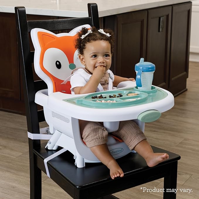 Infantino Grow-with-Me 4-in-1 Convertible High Chair, Fox-Theme, Space-Saving Design, Booster and Toddler Chair for Infants & Toddlers 3M-36M