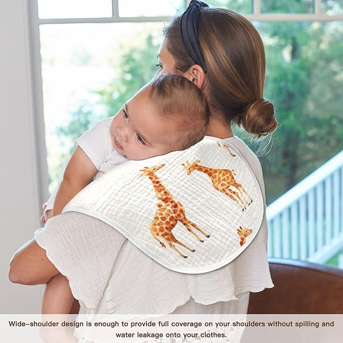 Africa Giraffe Animal Burp Cloths Baby Boys Girls Absorbent Soft Cotton Burping Cloths Rags 4 Pack