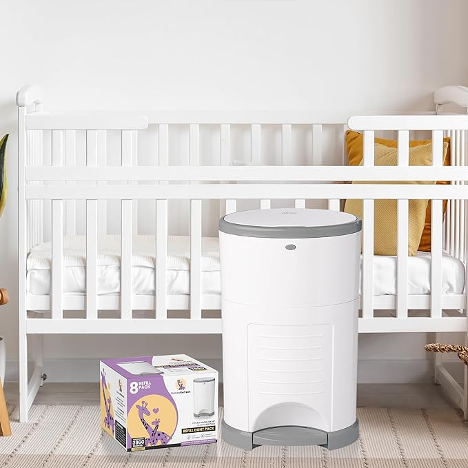 Refills Compatible with DEKOR CLASSIC Diaper Pail Refills | 8 Pack | Diaper Pail Odor Eliminator| Fresh Powder Scent | Each Diaper Bag Refill Holds up to 3960 Diapers | Diaper bin refill