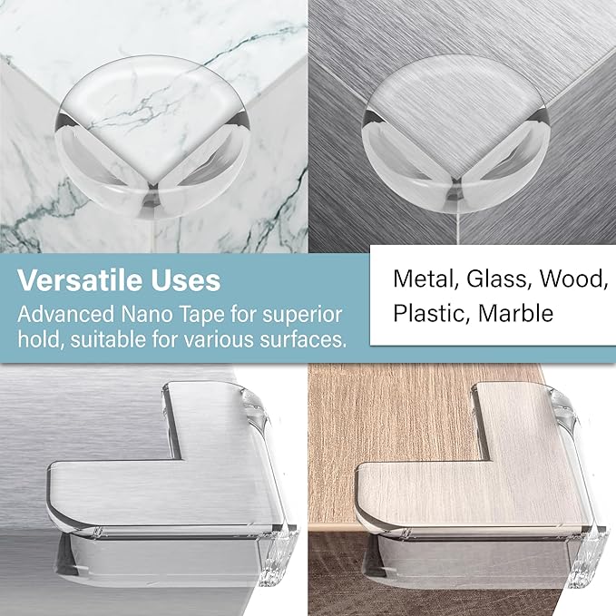Food-Contact Grade Corner Guards Corner Protectors for Baby, 20 Pack, Clear Furniture & Edge Corner Covers, Adhesive Pre-Taped, BPA-Free, Round Type & L Shape